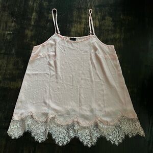 Women’s Torrid Satin Lace Trim Cami Pink Layering Coquette Tank Top Plus Size 0